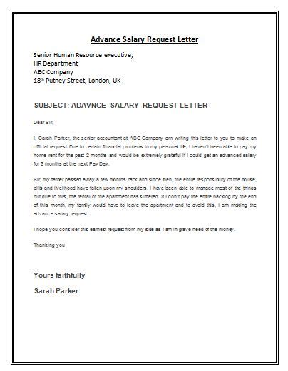 Printable form for salary advance : Advance Salary Request Letter Sample | Lettering, Proposal ...