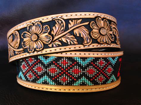 Custom Beaded Belts Custom Leather Belt Tapered Leather Belt Two Tone