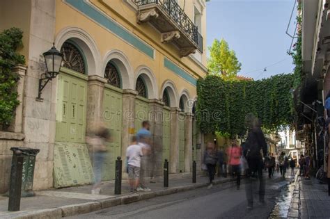 Walk In Historic Neighbourhood Of Athens Plaka Greece On A Beautiful