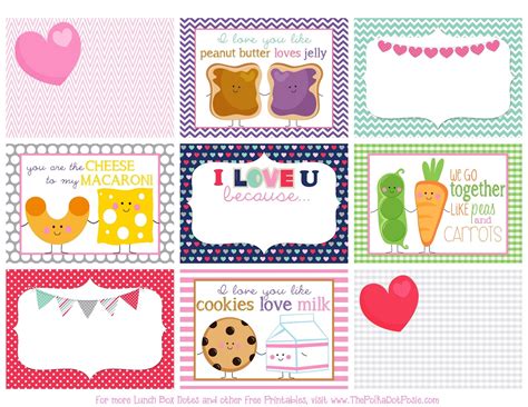 The Polka Dot Posie Printable Valentines Day Lunch Box Notes
