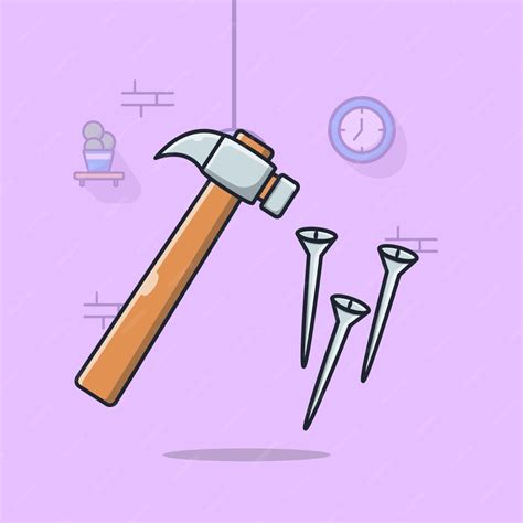 Premium Vector Hammer And Nail Illustration For Construction Work