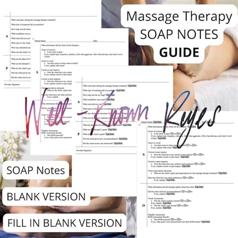 massage therapy soap notes guide soap notes guide that helps etsy