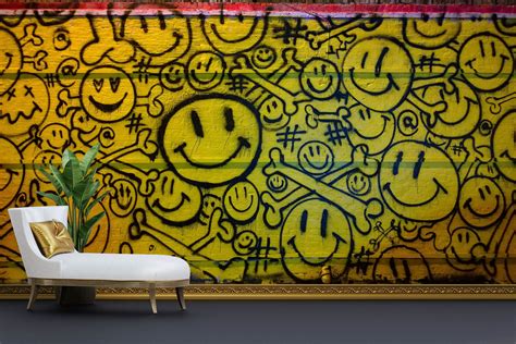 Wallpaper Design In Shoreditch London Smileys Yellow Etsy Canada In