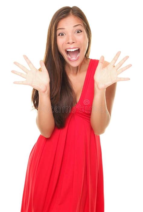 Norwex Face Expressions Diy Christmas Ts Caucasian Woman Face Joyful Scream Red Dress