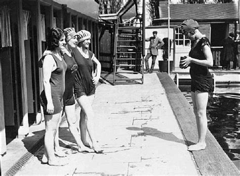 Bathers Posing For A Photograph At Chiswick Baths London