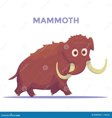 Cartoon Mammoth Isolated On White Background Vector Stock Vector