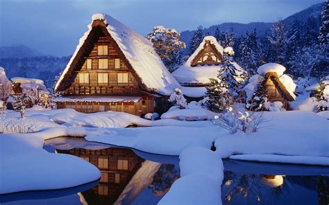 Light Japan Landscapes Nature Snow Winter 1680x1050