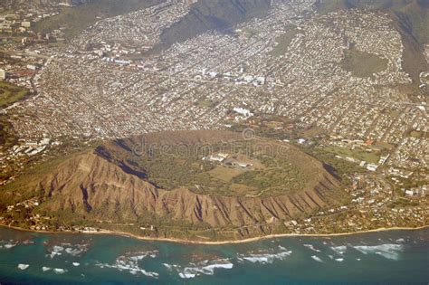 Aerial View Of Honolulu And Waikiki Beach From Diamond Head Stock Photo