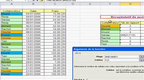Excel 2010 Fonction Nb Si Et Somme Si F M YouTube