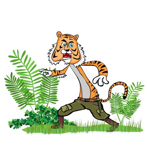 Tiger In The Jungle Stock Vector Illustration Of Tiger 35582406