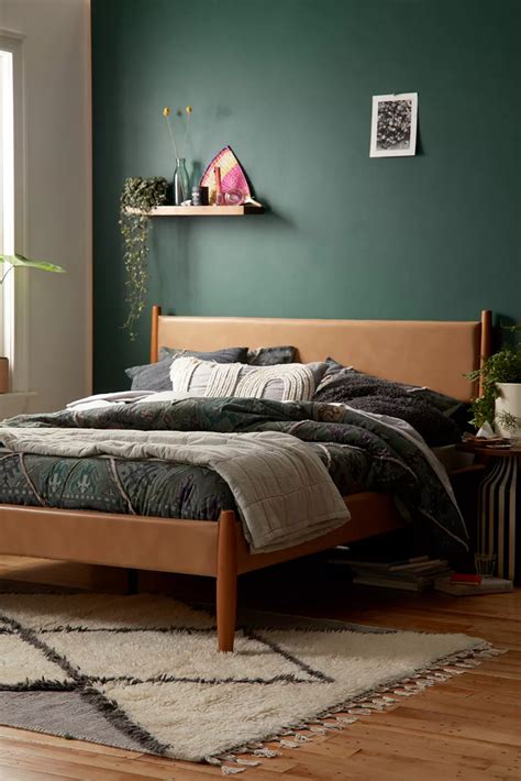 Huxley Recycled Leather Bed In 2020 Green Bedroom Walls Bedroom Green Green Accent Walls