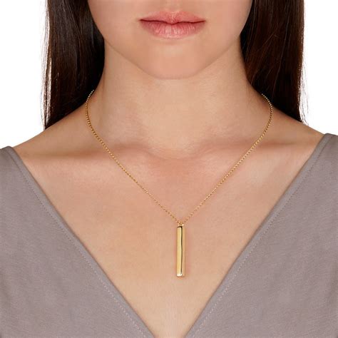 Engravable Vertical Square Gold Name Bar Necklace