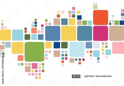 Abstract Colorful Geometric Square Border Pattern On White Background