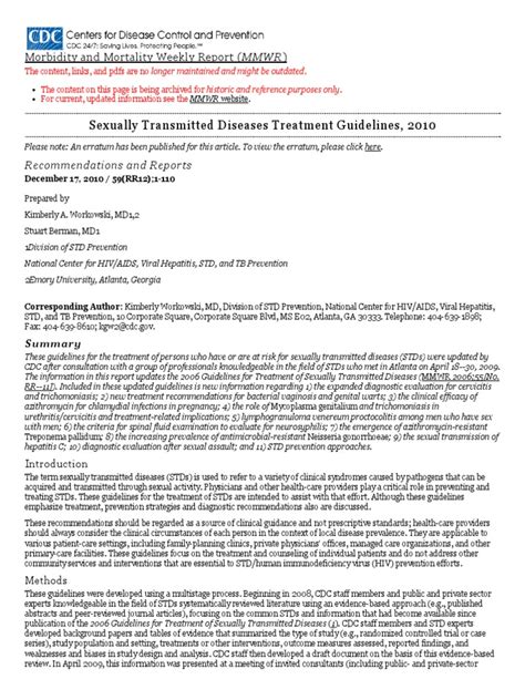 Sexually Transmitted Diseases Treatment Guidelines 2010pdf Sexually