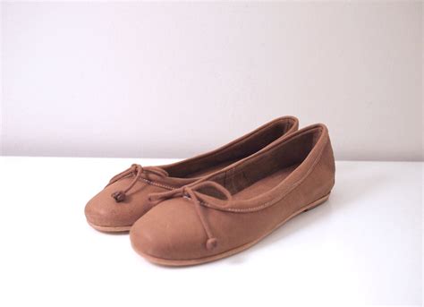 Brown Leather Ballet Flatsshoes Womens Sz 37