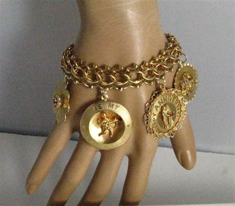 Heavy 63 Grams 7 Big Jeweled Charms 14k Gold Charm Bracelet From My