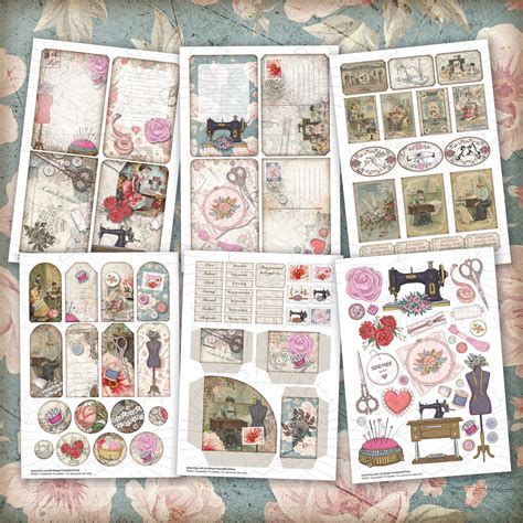 Vintage Sewing Junk Journal Printable Kit Digital Download Etsy Uk