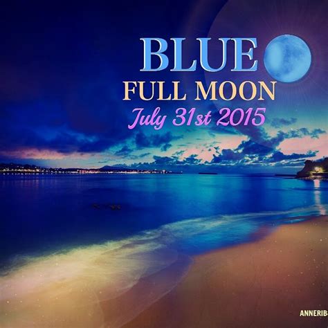 The Blue Full Moon Poster Is Displayed In Front Of An Ocean And Beach