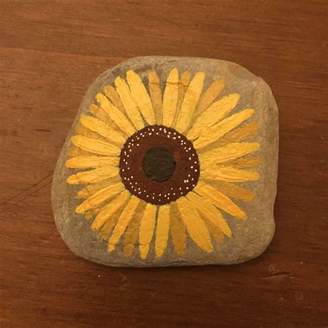 Sunflower Painted Rock Rock Painting Art Rock Crafts Painted Rocks Diy