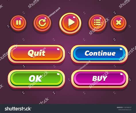 Icons And Buttons For Game Ui Royalty Free Vector Ima