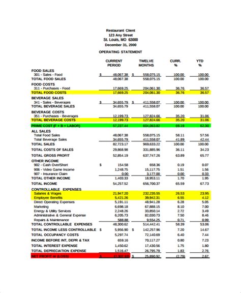 Free 23 Sample Income Statement Templates In Pdf Ms Word Excel
