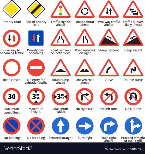 European Traffic Signs Set Vector Road Icons Collection Download A
