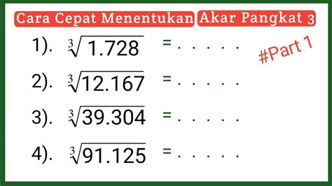 Cara Cepat Mencari Akar Pangkat Tiga Part Youtube