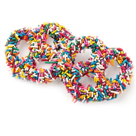Belgian Chocolate Covered Pretzels With Rainbow Sprinkles 10ct Box