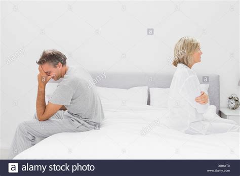 Couple 40s Man Woman Bed Arguing High Resolution Stock Photography And
