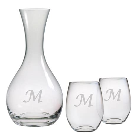 Shop Personalized Carafe And Stemless Wine Glass 3 Piece Set On Sale Free Shipping Today