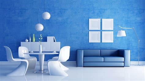 Download Wallpaper 1600x900 Living Room Furniture Eg Blue Tone