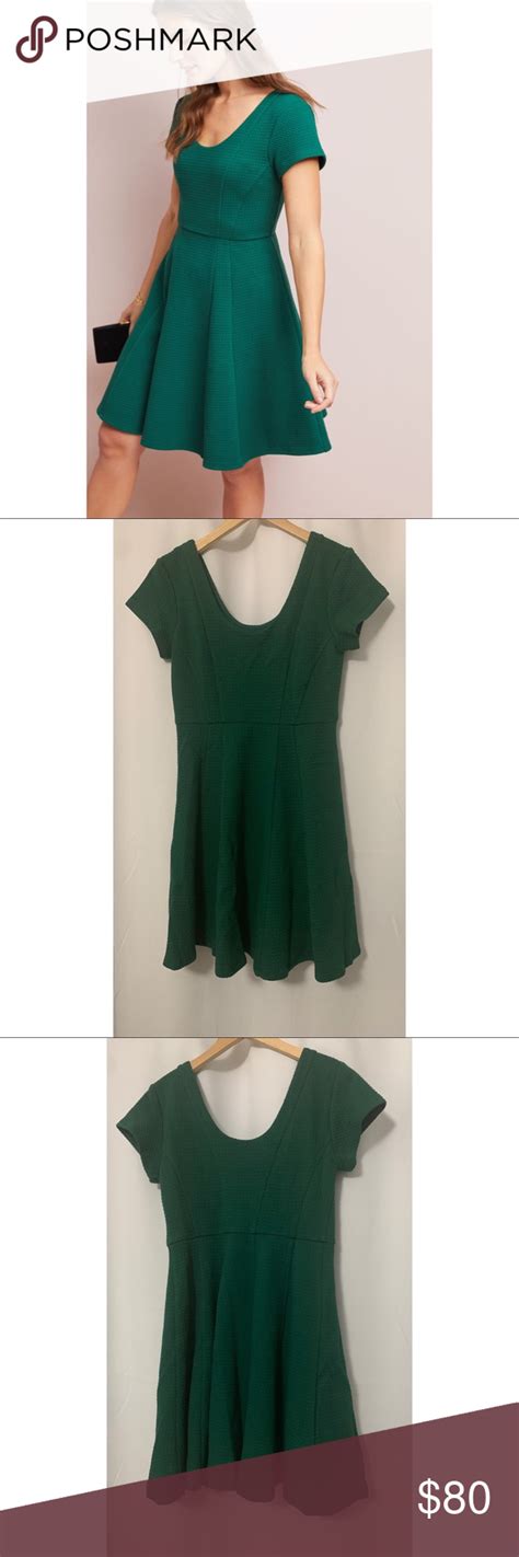 Anthro Maeve Green Moore Dress Size Small Petite Fit Flare Dress