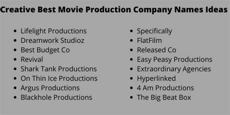 400 Creative Best Movie Production Company Names Ideas That You Will Love