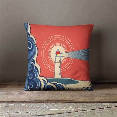Lighthouse Pillow Pillows Decorative Patterns Rustic Decorative