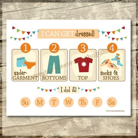 Instant Download Getting Dressed Chart By Creativideeworkshop