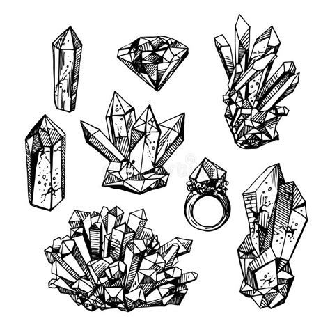 Sketch Of Crystals Stock Vector Illustration Of Hexagon 74444704