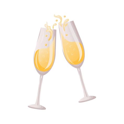 Premium Vector Sparkling Glasses With Champagne Toast Of Two Clinking Wine Glasses