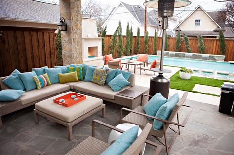 Pops Of Blue And Green On Neutral Patio Hgtv