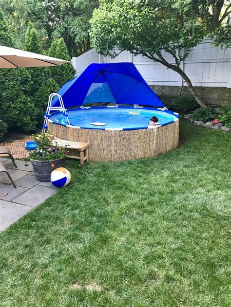 But with a few tweaks, you can have an above ground pool that looks just as custom as a adding elements such as above ground pool decks, lush landscaping and comfortable outdoor patio furniture can enhance your outdoor. Intex Pool 12x30 | Above ground pool landscaping, Above ...