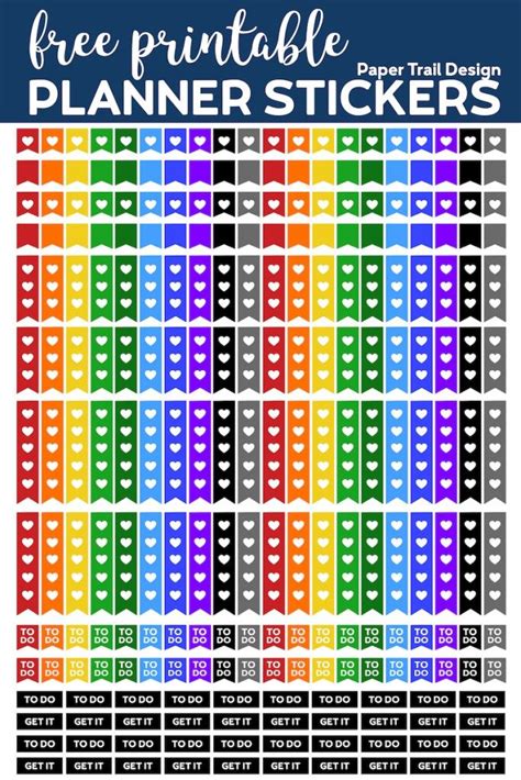 Free Printable Rainbow Planner Stickers Paper Trail Design