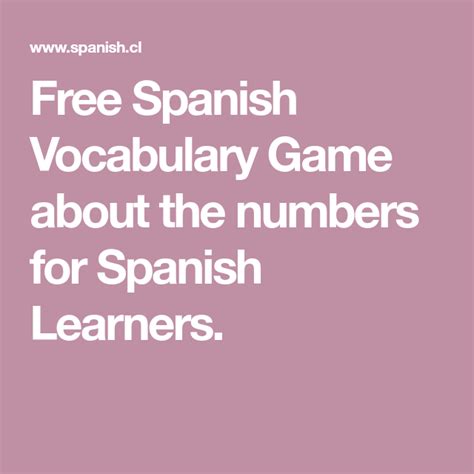Free Spanish Vocabulary Game About The Numbers For Spanish Learners