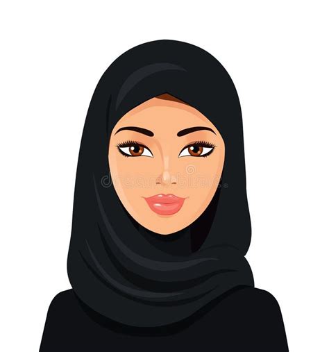 Vector Beautiful Muslim Woman In Black Hijab Isolated Stock Vector