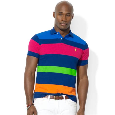 Ralph Lauren Polo Big And Tall Classic Fit Multi Striped Mesh Polo For