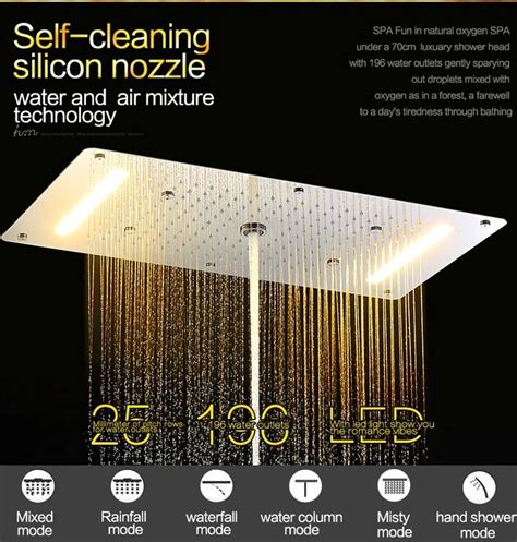 Hm Concealed Big Size Led Rain Waterfall Column Mist Multi Function