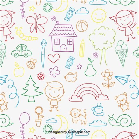 Childrens Pattern In Colorful Style Vector Free Download