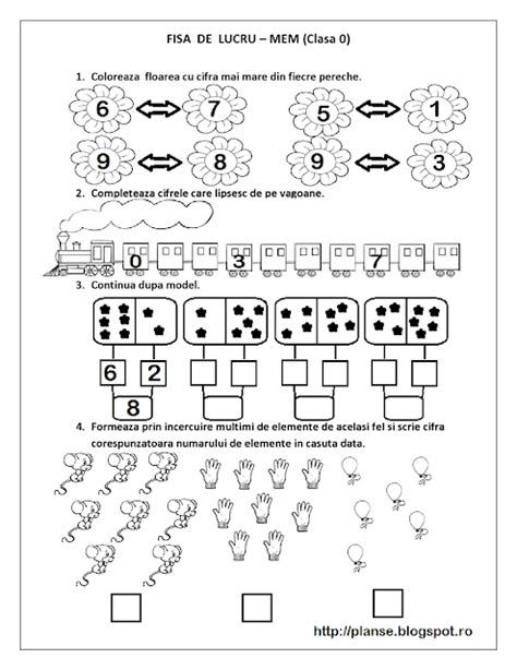 Fise De Lucru Clasa Pregatitoare Mem Matematica Si Explorarea
