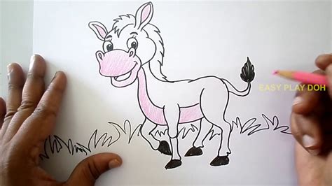 How To Draw A Donkey Easy Step By Step Method For Children Learn