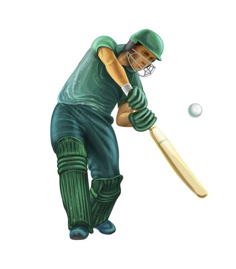 Batsman Playing Cricket Vector Realistic Illustration Of Paints
