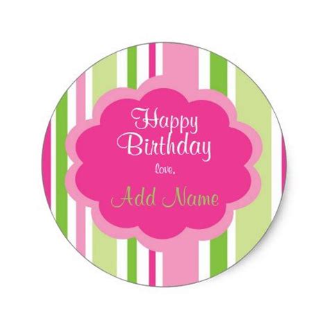 Happy Birthday Sticker Pink And Green Zazzle Birthday Stickers