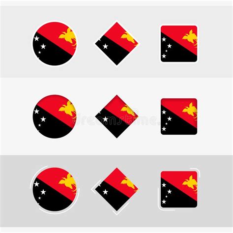 Papua New Guinea Flag Icons Set Vector Flag Of Papua New Guinea Stock